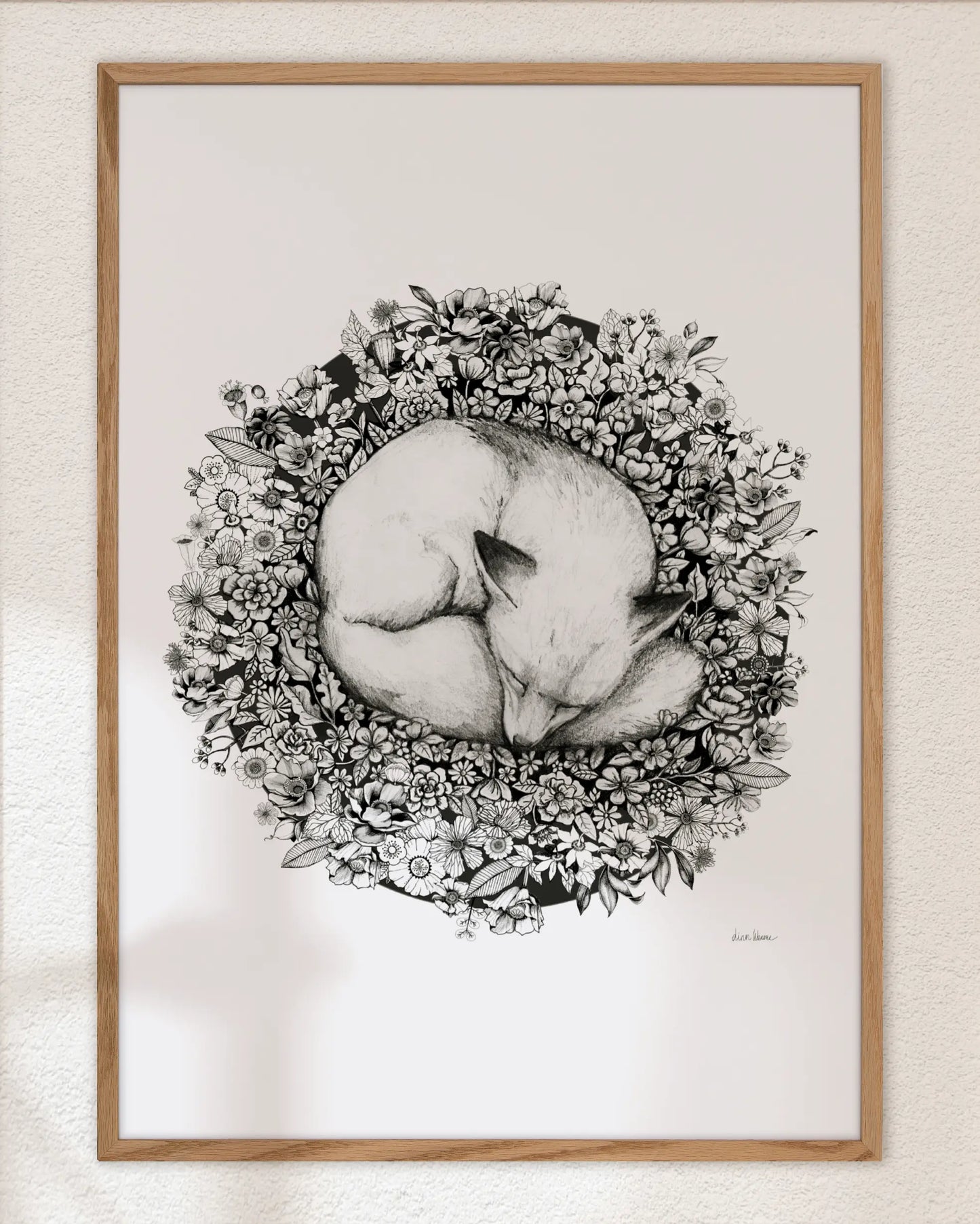 Fox Sleeping in Flowers