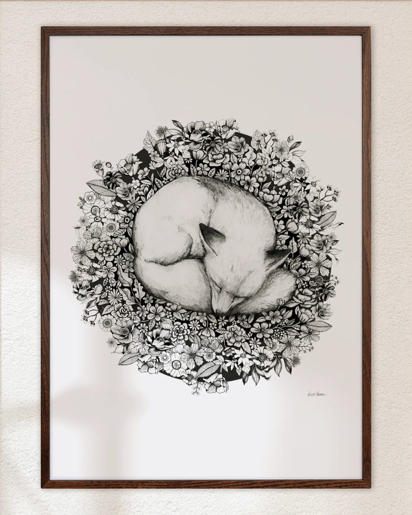 Fox Sleeping in Flowers