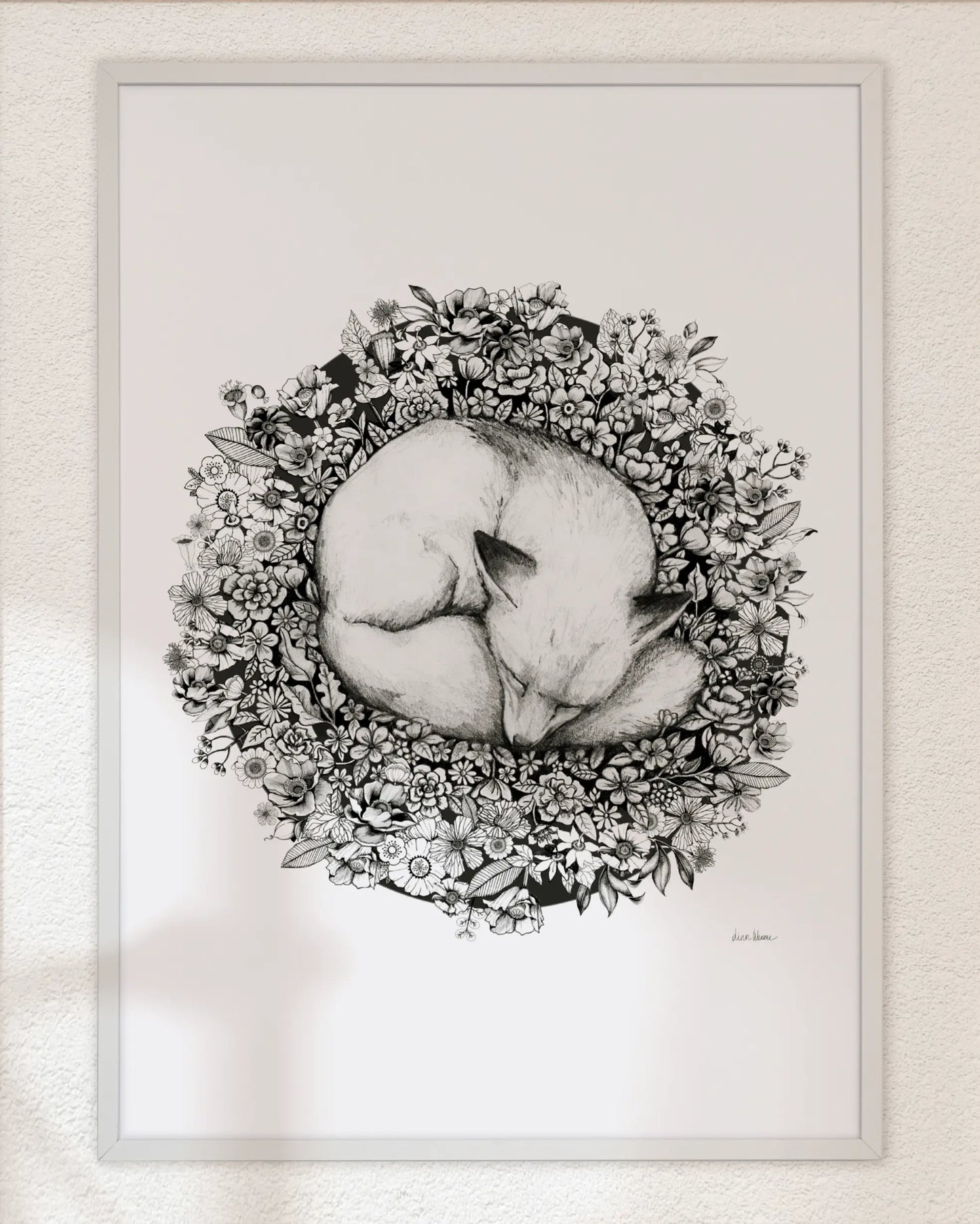 Fox Sleeping in Flowers