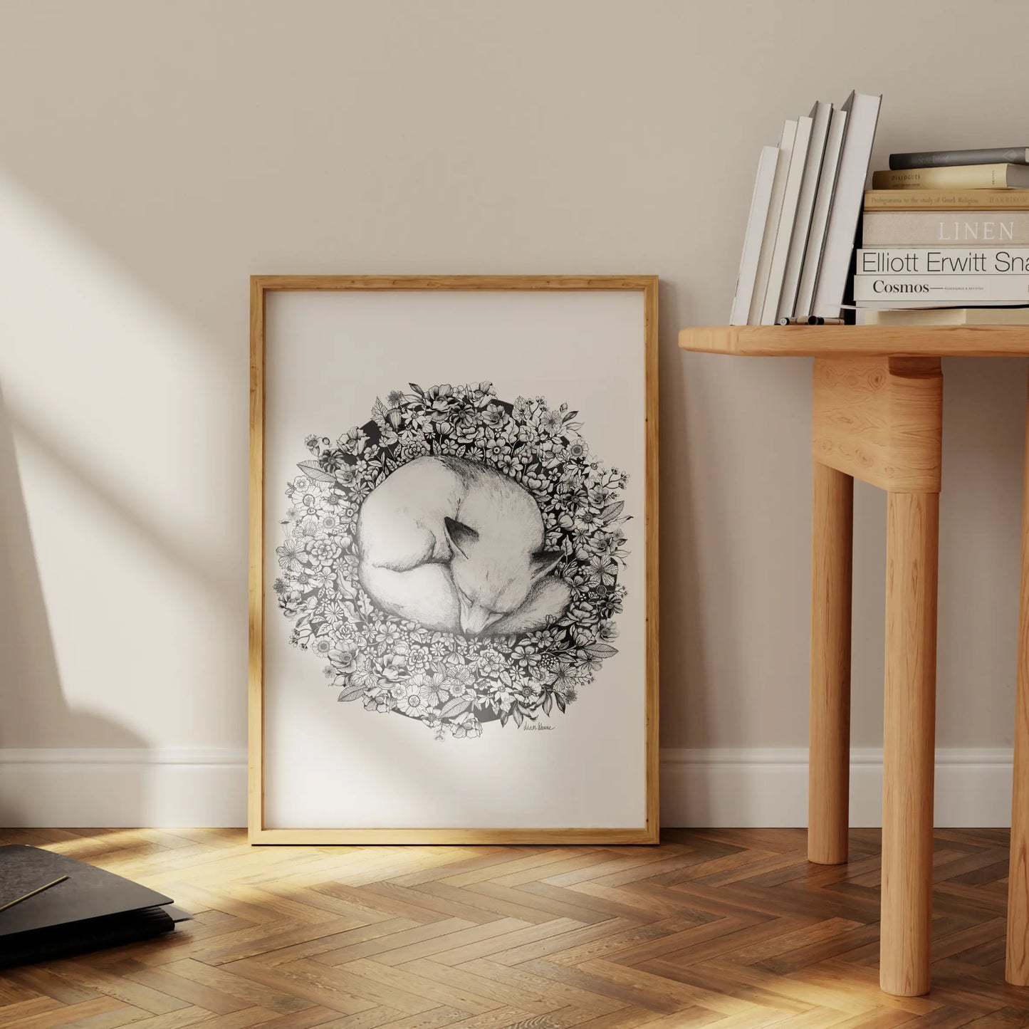 Fox Sleeping in Flowers